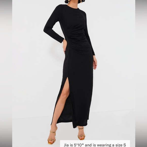 Black Ruched Nicole Dress - Picture 1 of 11